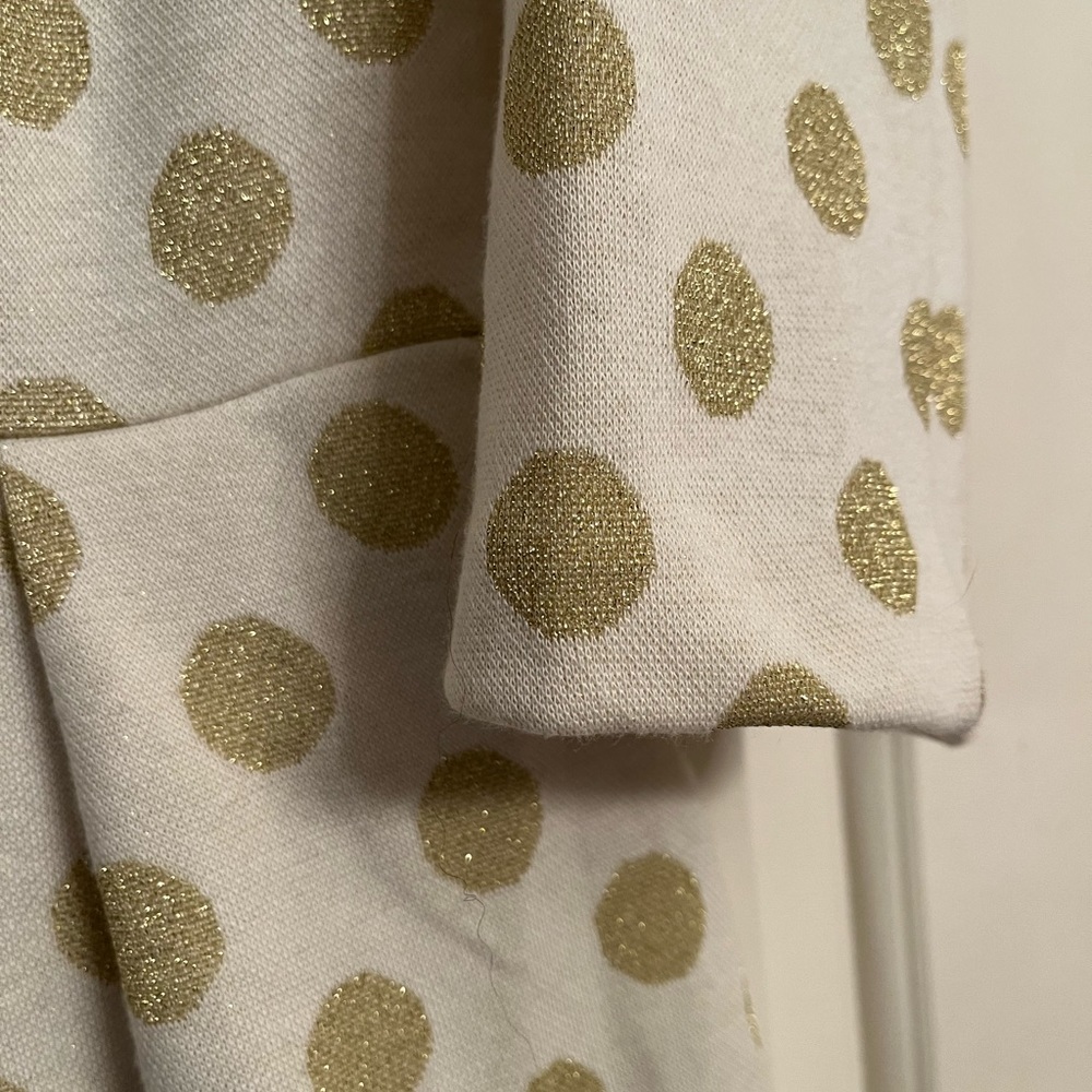 Boden Us 8R Dress Sparkly Gold Dots on Cream Background - Picture 2 of 5